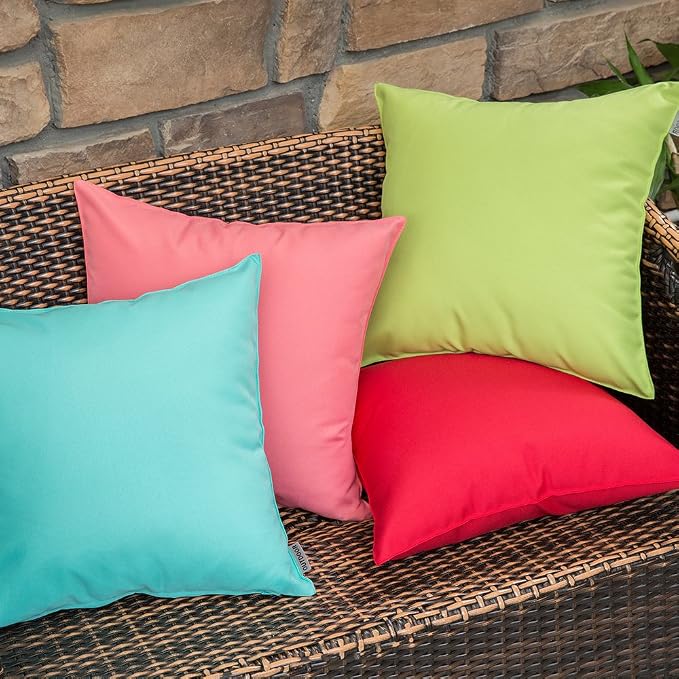 MIULEE Decorative Outdoor Waterproof Pillow Covers 18x18 Pale Green | Decorative Patio Furniture,Pack of 2,Accent Square Soild Throw Pillow Covers,Summer Garden Tent Couch Sofa