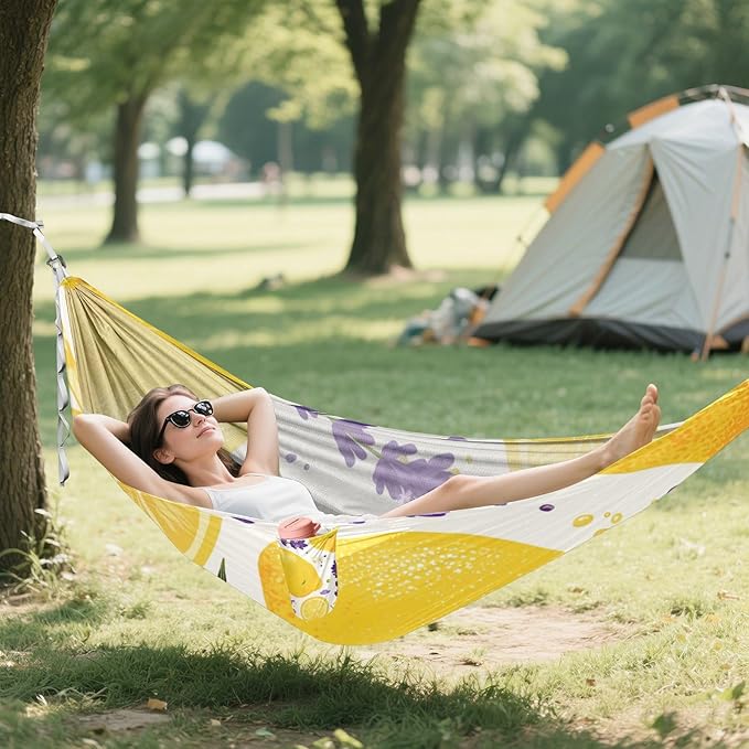 Spring Lavender Lemons Fresh 330lb Capacity Hammocks for Camping Rope Hammock for Outside Patio Garden hamacas para adultos