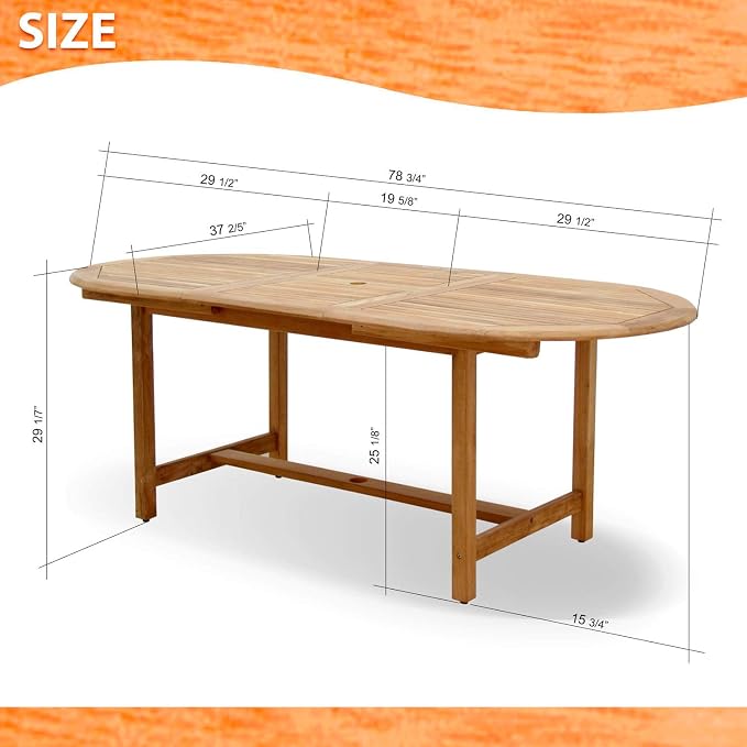 Amazonia Extendable Oval Newcastle Patio Dining Set, 7 Piece, Brown