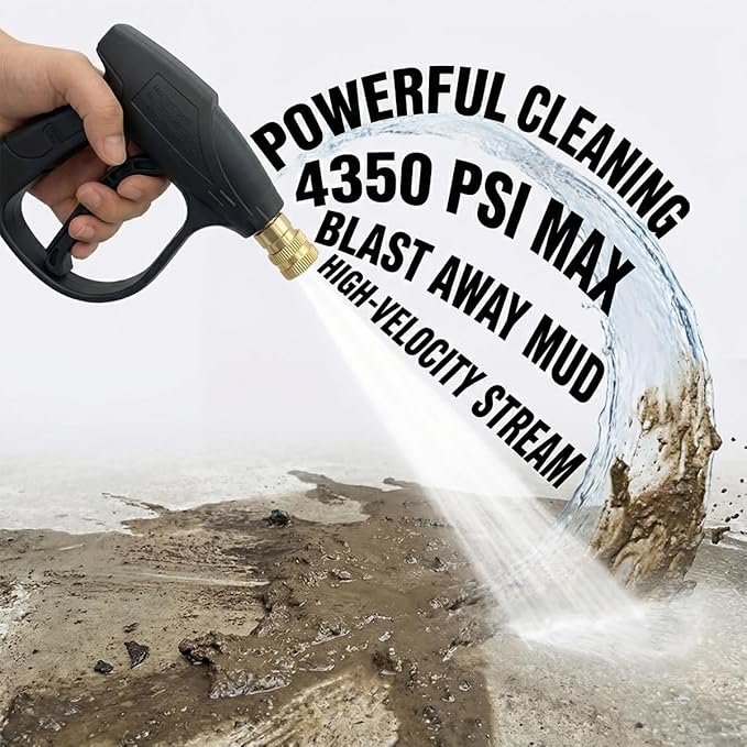 Car High Pressure Washer Gun, 4350 PSI M22-14 Thread Power Washer Short Gun with 1/4" Outlet Quick Connect & 5 Nozzles, Auto Washing Pressure Sprayer Tool, Universal for Vehicles
