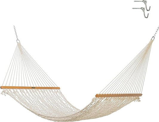 Original Pawleys Island 15OC Presidential Original Cotton Rope Hammock with Free Extension Chains & Tree Hooks, Handcrafted in The USA, Accommodates 2 People, 450 LB Weight Capacity, 13 ft. x 65 in.