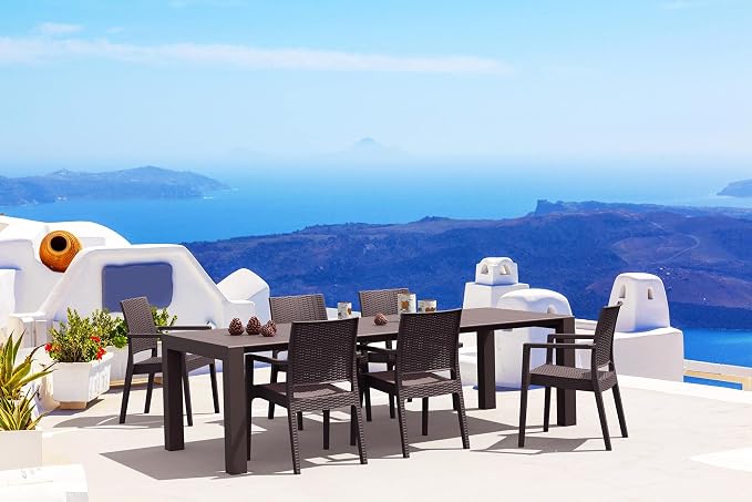 Compamia Vegas 118" Extendable Patio Dining Table in Dark Gray, Commercial Grade