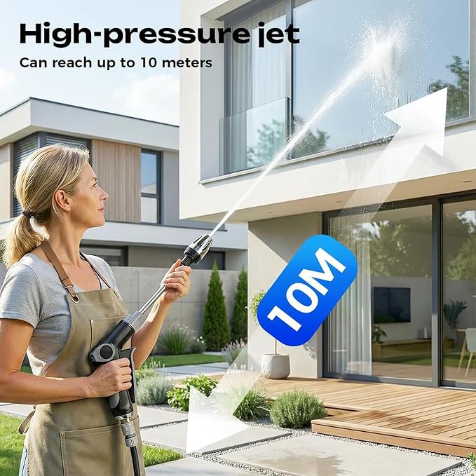 High Pressure Washer Wand,360°Rotating Hydro Jet Power Washer Nozzle,Durable Stainless Steel Garden Hose Attachment for Car Washing,Window Cleaning Plant Watering,3 Spray Modes