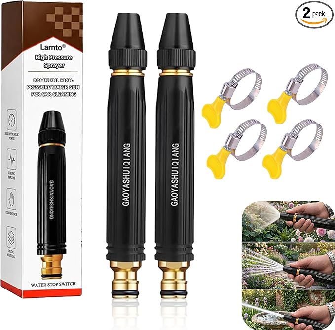 High Pressure Sprayer, Larnto High Pressure Hose Nozzle, Adjustable High Hose Nozzle, Home High-Pressure Car Wash Water, Suitable For Watering Flowers, Vegetables And Washing Vehicles