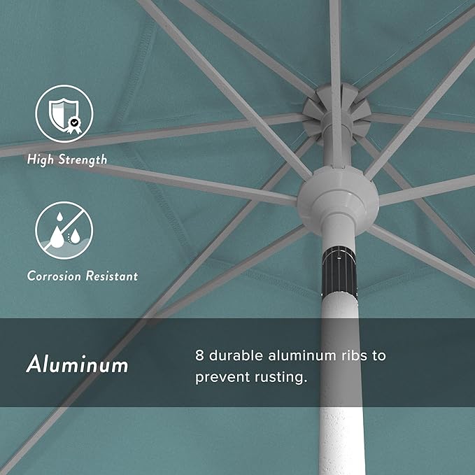 California Umbrella 7.5' Rd. Aluminum Patio Umbrella, Crank Lift, Collar Tilt, White
