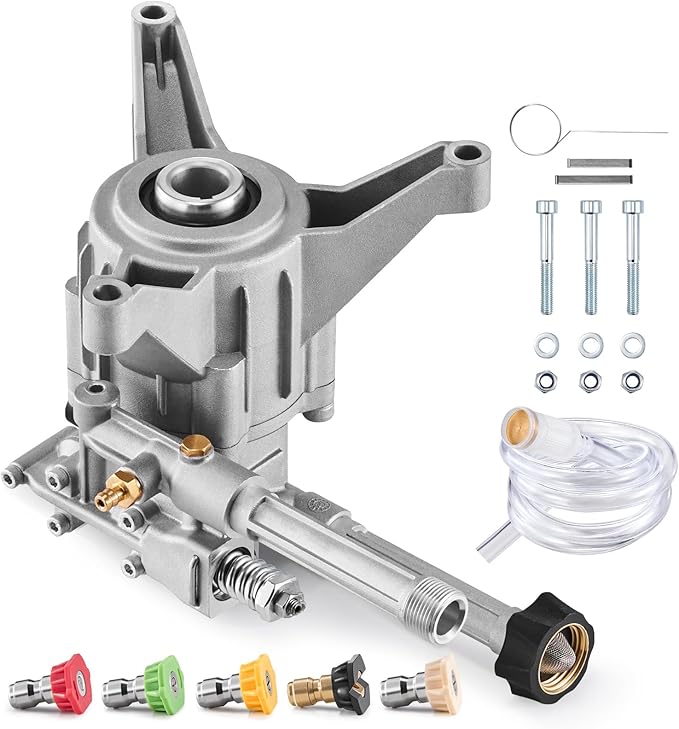 Happybuy Pressure Washer Pump, 7/8" Shaft Vertical, 3100 PSI, 2.5GPM, Replacement Power Washer Pumps Kit with 5 Nozzles, Hardware and Siphon Tube, Compatible with Honda, Troy Bilt, PowerStroke