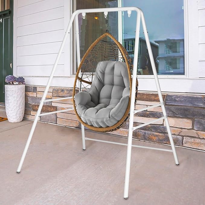 Sturdy Hammock Stand Only - Heavy Duty Frame, Max Stability Iron Frame for Relaxing, 25 LBS Lightweight Yet Strong, 30.31" Top Width, Fits Standard Hammock Chairs, Easy to Move & Store, White