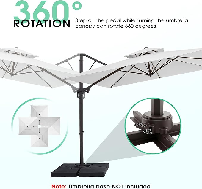 JEAREY 10ft 2-Tier Cantilever Patio Umbrella, Large Square Outdoor Offset Umbrella with Double Top Vent and 360-degree Rotation for Garden, Deck, Pool, Patio, Cream White