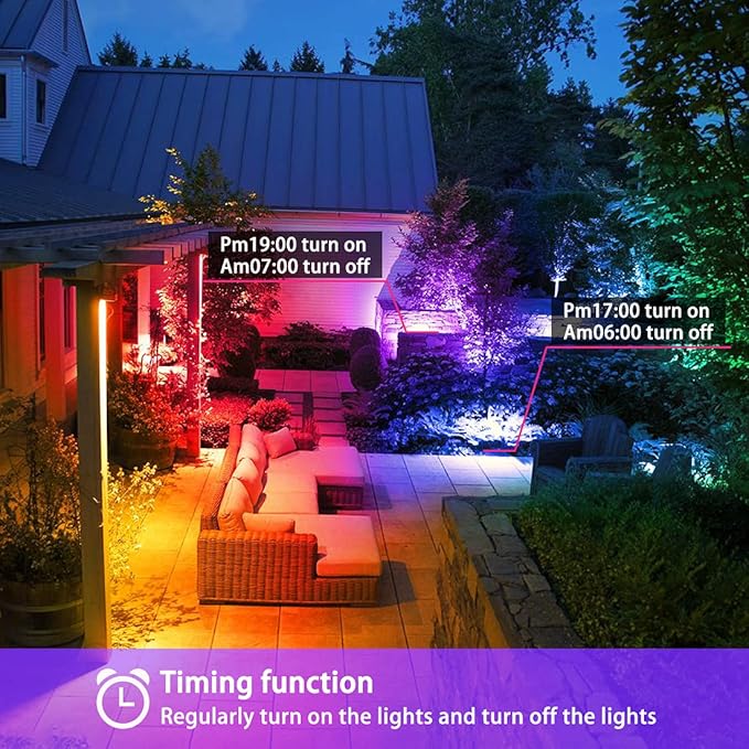 Led Flood Light Outdoor, 50W RGB Color Changing Landscape Lighting with Remote, Timing - 12 Colors - 4 Modes, IP66 Waterproof, US 3-Plug, MELPO (Pack of 4)