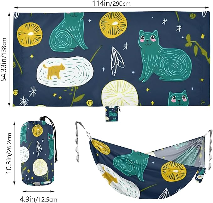 Space Aliens Cats Green 330lb Capacity Hammocks with Hanging Ropree Hammock for Indoor Outdoor Patio hamaca para Camping 0 a 24 Meses