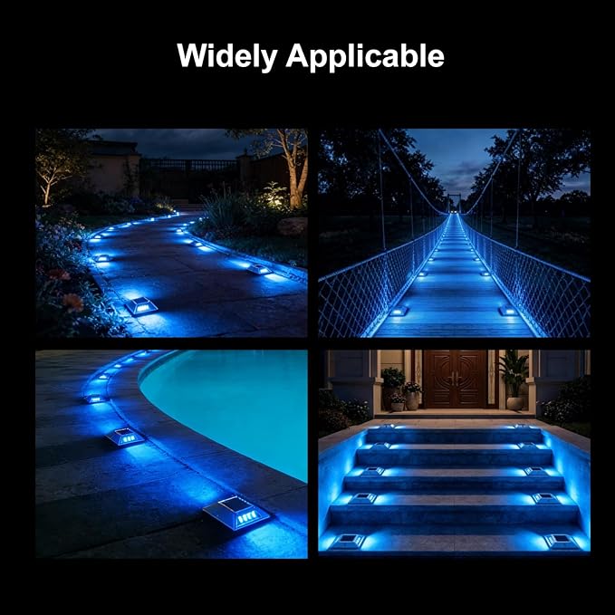 VATION LIGHTING Driveway Solor Dock Lights Marine12 Pack, Solar Powered 2 Colors in 1 Outdoor Driveway Marker Deck Lights, IP67 Waterproof, Solar Deck Lights, White/Blue, FCC