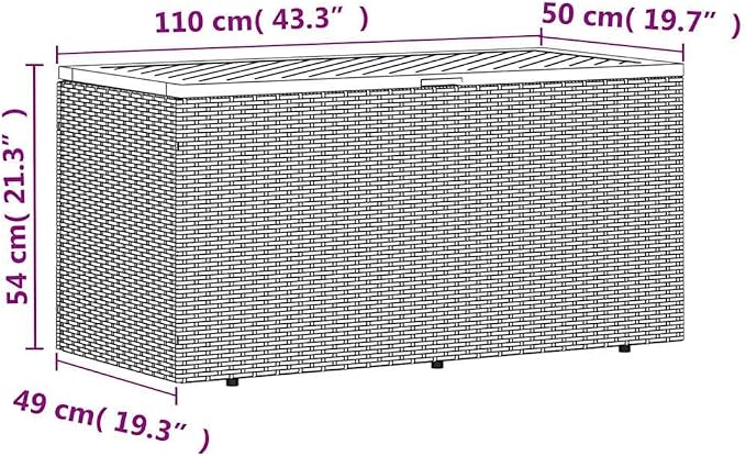 vidaXL Patio Storage Box, Bench Seat with Gas Spring Lid, Outdoor Storage Container for Toy Cushion Blanket, Gray Poly Rattan Acacia Wood