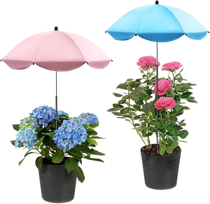 Plant Umbrellas for Outdoor Plants, 26" Larger Plant Shade for Potted Plants and Garden Beds, 40" Adjustable Angle Sun Protection Shade Cover Garden Umbrella for Plants, Flowers, Vegetables