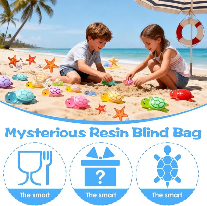 Mini Glow In The Dark Animal Resin Models, Resin Animals Mystery Bags, Individually Wrapped Blind Bags Tiny Animal Figurines, Collectible Mini Animals For Fairy Garden, DIY Crafts (100, Turtle)