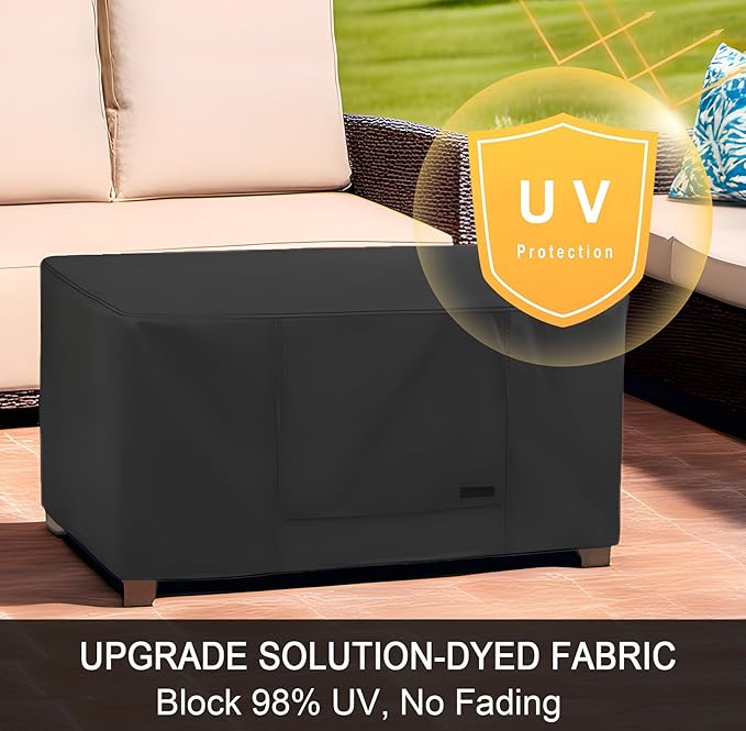 NettyPro Patio Coffee Table Cover Rectangular, Waterproof Outdoor Furniture Small Side Table Cover Rectangle, 36x22x18 inch, Black