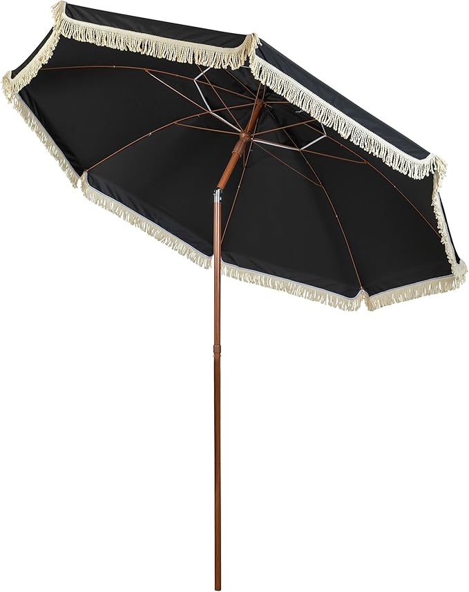 Hula Thatched Tiki Umbrella Tropical Palapa Raffia Tiki Hut Hawaiian Patio Umbrella with Fringe Boho Parasol 6' 8' & 9' Options