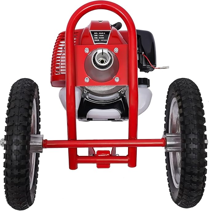 49CC Hand Push Type Grass Cutter, 1.8 KW 7000RPM 2 Stroke Lawn Mower with Weeding Blade & Loosening Blades Gas Powered Hand Push Lawn Mower for Home Garden Yard