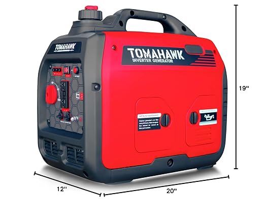 TOMAHAWK 2000 Watt Inverter Generator Super Quiet Portable Power For Residential Home Use 120V and USB Outlet Panel
