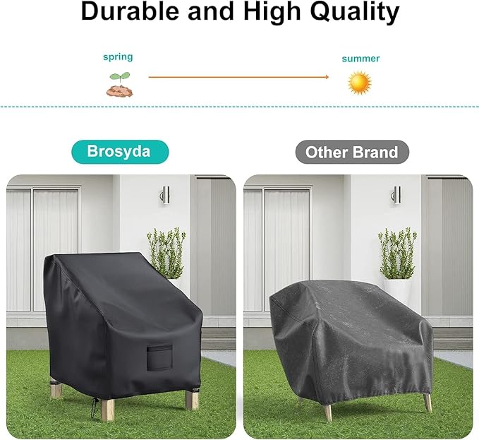 Patio Chair Covers for Outdoor Furniture Waterproof 2 Pack, Lawn Chair Covers 600D Heavy Duty Oxford Cloth, Large Covers for Lounge Lawn Deep Seat Black 40" W x 40" D x 36" H