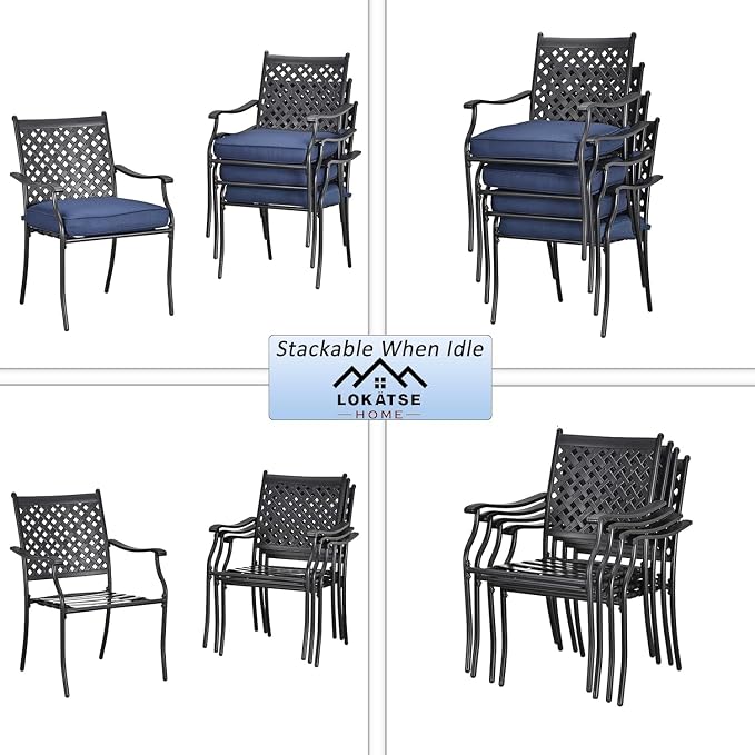 LOKATSE HOME 5-Piece Outdoor Patio Metal Dining Set