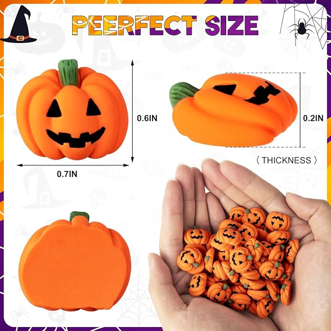60 Pcs Halloween Resin Charms Pumpkin, DIY Mini Flatback Charms Pumpkin | Grimace Smile Pumpkins Miniature for Halloween Meeting, Phone Case, Fridge Table Decoration