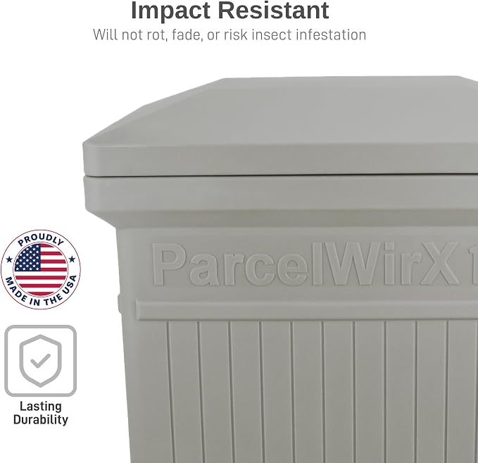 RTS Home Accents ParcelWirx Premium Vertical Storage Cabinet/Lockable Package Delivery Box with Lift Off Lid, Prestige Pewter