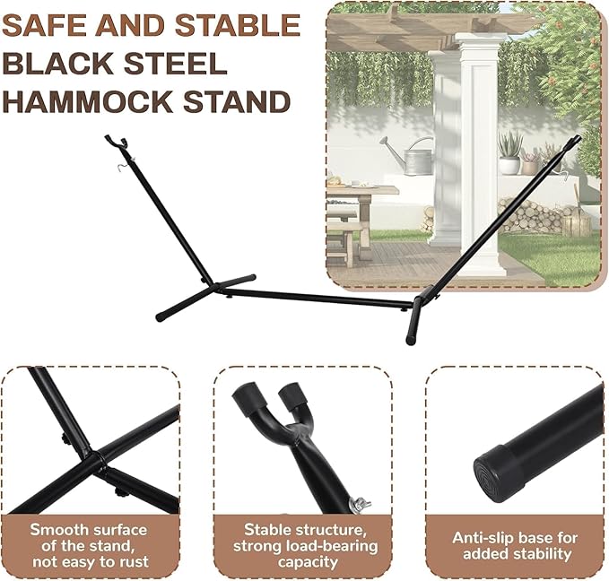 Elevon Heavy Duty Hammock Stand, 9 Foot Steel Hammock Adjustable, 450-Pound Capacity, Portable Weather Resistant, Easy to Assemble