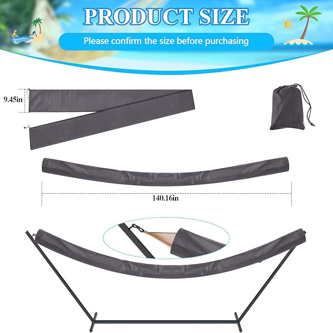 2 Pcs Hammock Cover Sleeve Waterproof 12 ft Lightweight and Compact Camping Storage Protector Fits Most Hammock for Outdoor Hiking Camping, Grey