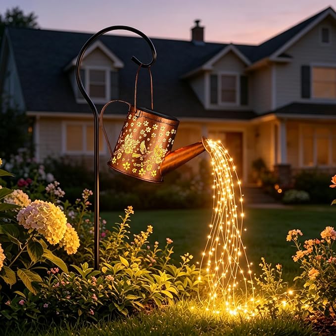 Solar Watering Can Light, Solar Powered Hanging Lantern Landscape Lights, Decorative Garden for Yard Waterproof Garden Decor, Gifts for Mom, Grandma（02-Hummingbird）