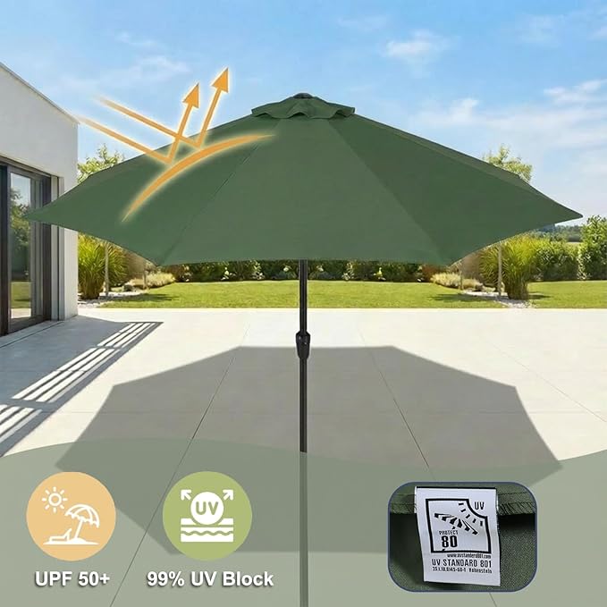 BPS Patio Umbrella Replacement Canopy for 9 ft 8 Ribs Table Umbrella, Outdoor Umbrella Replacement for Market Parasol, Canopy Only
