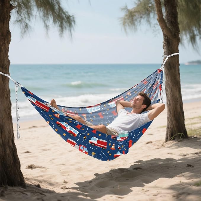 Camping Hammock Outdoor Hammocks for Outside Fire Truck Beach Trees Portable Lightweight with Pockets Tree Straps Indoor