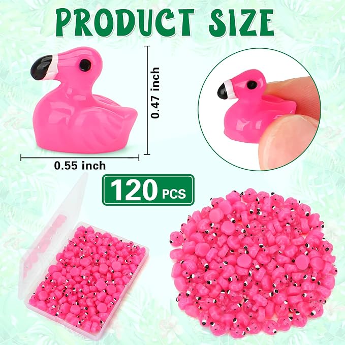 120 Pcs Pink Mini Resin Flamingos Ducks for Crafts Tiny Figures to Hide | Cute Miniature Plastic Flamingos for Garden Dollhouse Micro Landscape Aquarium Party Gifts Fish Tank Home Decorations