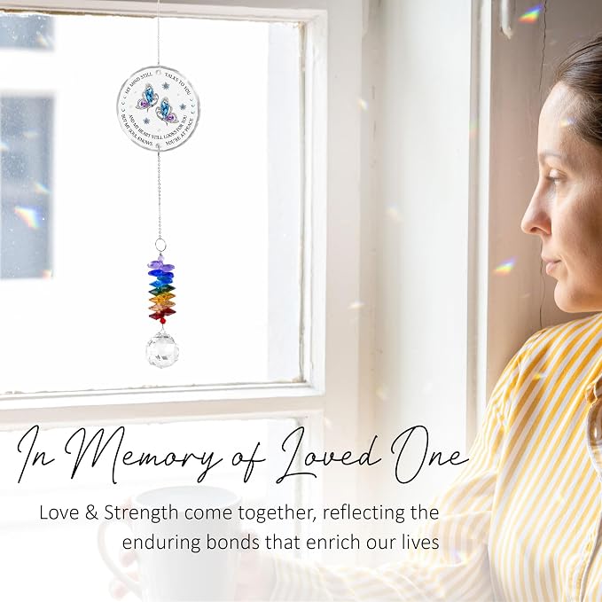 Glass Suncatcher Ornament - Memorial Gift for Loss of Loved One - My Mind Still Talks to You - Bereavement Keepsake - Crystal Rainbow Maker - Mother's Day for Mom Dad