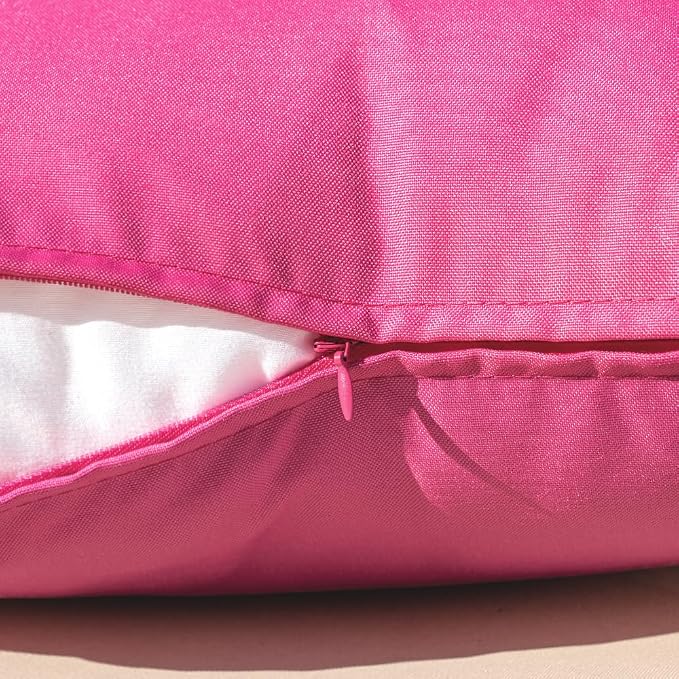 MIULEE Decorative Outdoor Waterproof Pillow Covers 18x18 Hot Pink | Decorative Patio Furniture,Pack of 2,Accent Square Soild Throw Pillow Covers,Summer Garden Tent Couch Sofa