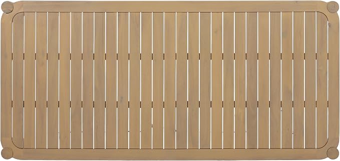 Christopher Knight Home Levi Acacia Wood Dining Table Set for 6, Solid Wood Outdoor Dining Set for 6, 7 Piece Patio Dining Table and Chair Set with Wicker Seat & Back, Black + Light Teak
