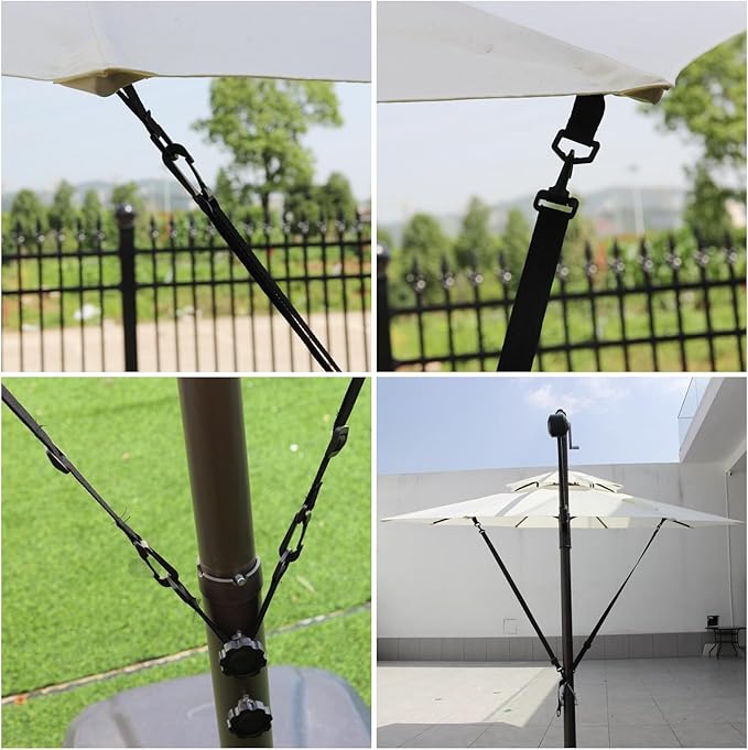 Umbrella Wind Stabilizer Straps,Fixed Strap for Large Outdoor Umbrella,Adjustable and Reusable Cantilever Parasol Wind Straps