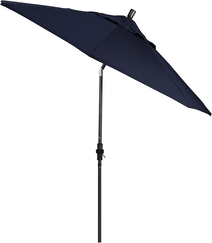 California Umbrella 9' Round Aluminum Market Umbrella, Crank Lift, Collar Tilt, Bronze Pole, Sunbrella Spectrum Cilantro