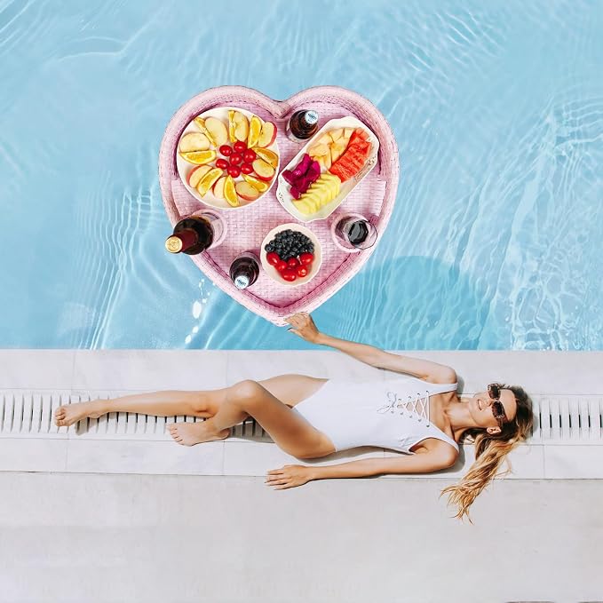 Floating Tray for Pool，Floating Pool Tray, Floating Tray - Floating Pool Table, Ideal for Food & Drinks - Floating Table for Pool - Essential Floating Food Tray for Pool Activities(Heart-Shaped)