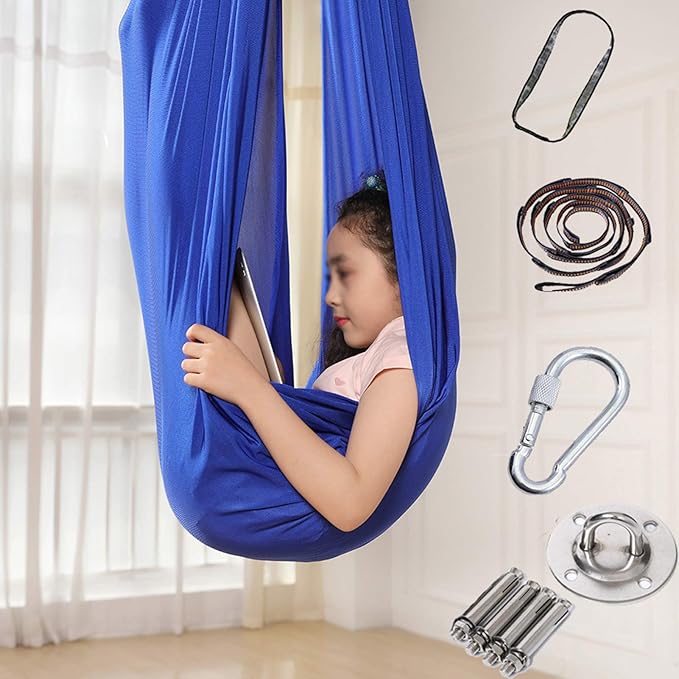 Elastic Indoor Therapy Swing Children's Cuddle Hammock Ideal Snuggle Swings Hammocks for Teens Autism ADHD and Aspergers Therapy Up to 200kg (Color : Purple, Size : 150 x 280 cm)