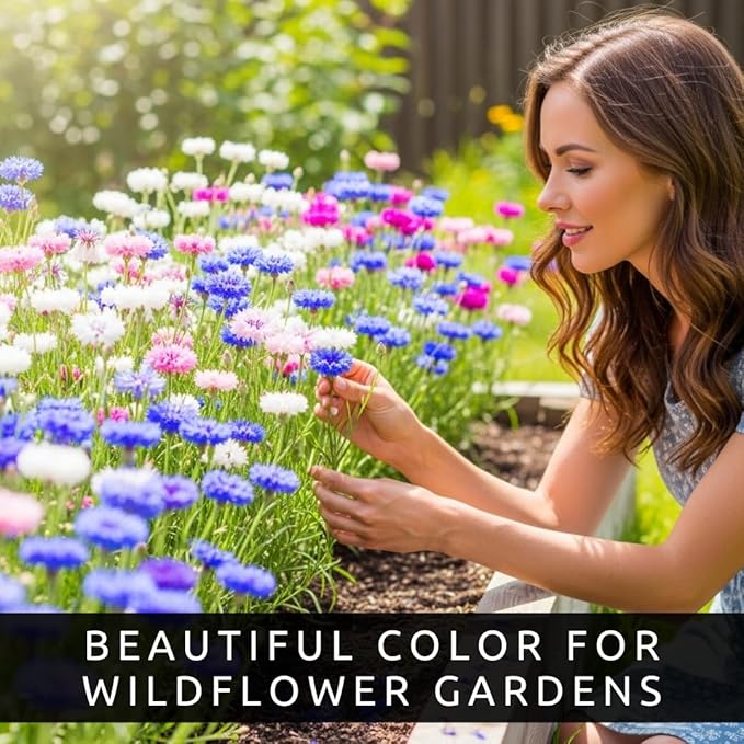1,000 Polka Dot Bachelor Button Seeds for Planting - Heirloom, Non-GMO, USA Grown Cornflower Seeds - Easy to Grow, Cut Flower & Pollinator Favorite – Colorful Centaurea Cyanus