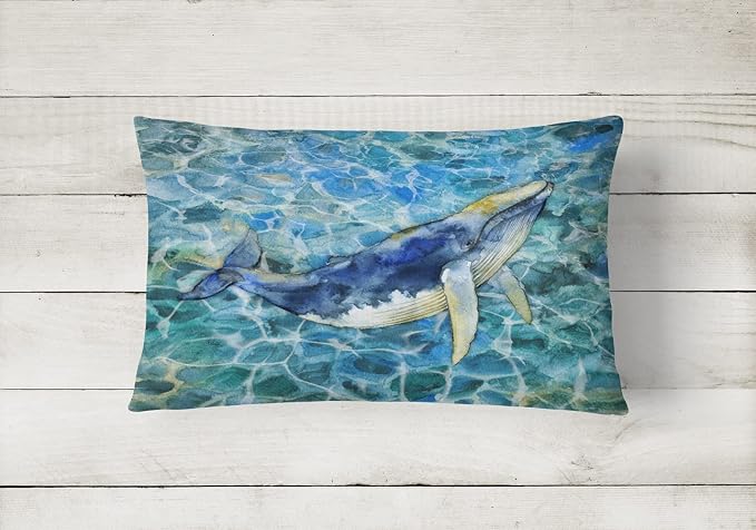 Caroline's Treasures BB5336PW1216 Humpback Whale Canvas Fabric Decorative Pillow Machine Washable, Indoor Outdoor Decorative Pillow for Couch, Bed or Patio, 12HX16W