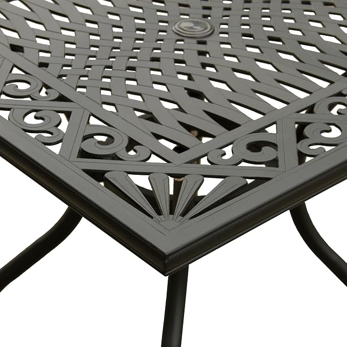 Oakland Living Ornate Outdoor Aluminum Black 37-in Square Patio Dining Table