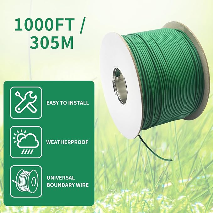 Universal Robotic Mower Boundary Wire Automatic Lawnmower 16 Gauge AWG 3.4 mm Perimeter Wire for Husqvarna Worx and Other Robot Lawnmower Brands, 305M/1000FT