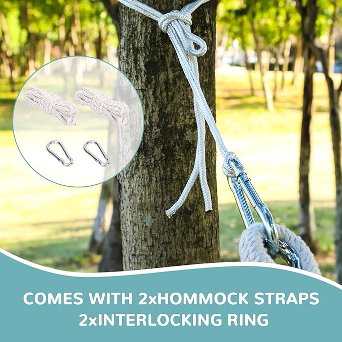 Hammock with Tree Straps Portable Canvas Hammocks with Carry Bag 500 lbs Colorful Camping Hammock Without Stand for Backyard Outdoor Indoor Hiking Beach Patio Garden