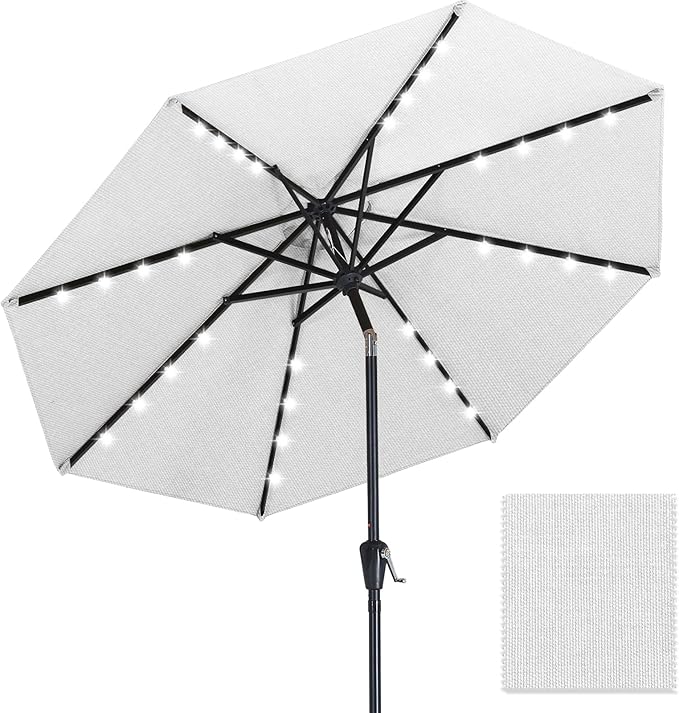 ABCCANOPY OLEFIN® 5-Year No Fading Patio Umbrella with Solar Lights (White)