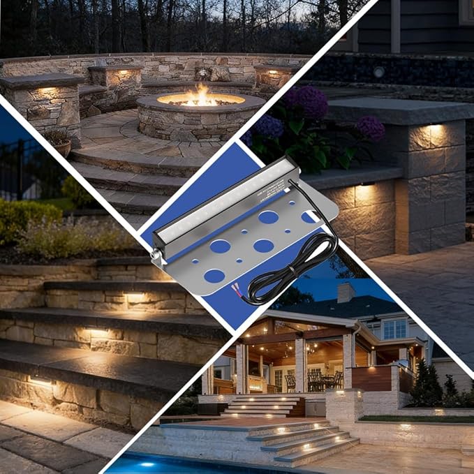 JESLED 8Pack 7inch LED Retaining Wall Lights, 5W Landscape Lighting, LED Hardscape Lighting,12V Paver Lights Low Voltage Hardscape Lights, 5W Outdoor Step Lights, 4000K Nature White, Waterproof