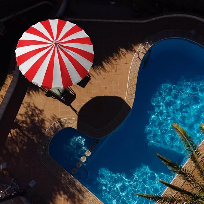 8Ft Patio Pagoda Umbrella, UV Protect Pool Umbrellas with Heavy Duty Pole, Outdoor Market Umbrella for Holiday Garden Backyard