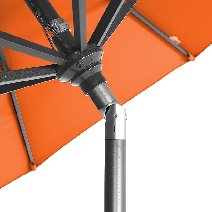 California Umbrella 12-Year-Non-Fading, 9Ft Premium Sunbrella Patio Umbrella, Hand-Crank, Button-Tilt, Gray Frame, Tuscan Fabric