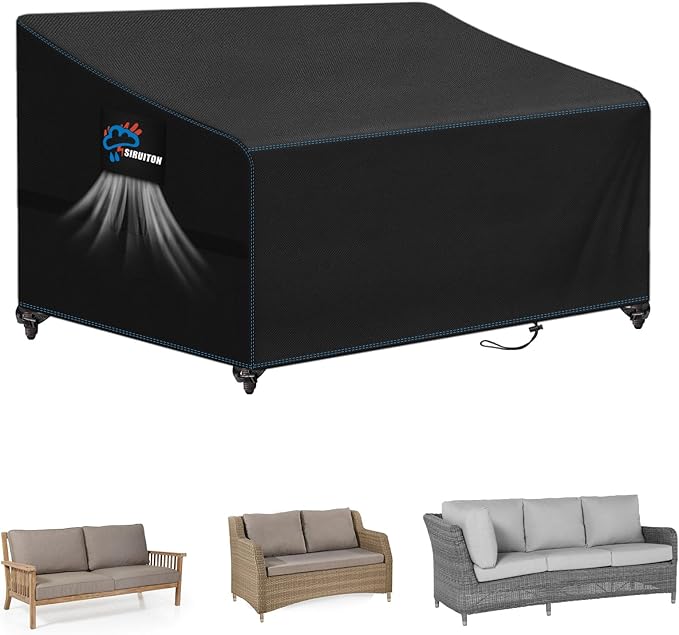 SIRUITON 3-Seat Garden Patio Sofa/Loveseat/Bench Cover 64" W x 26" D x 35" H,Heavy Duty 420D Oxford Waterproof Outdoor Sofa Cover, Lawn Patio Furniture Covers