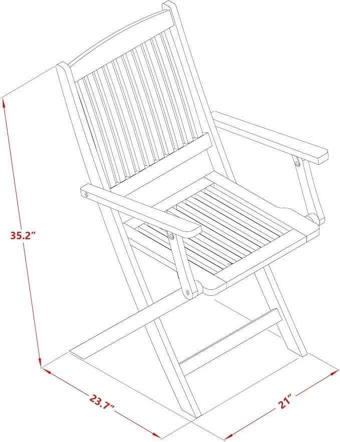 East West Furniture AECM5CANA 5 Piece Outdoor Patio Dining Sets Includes a Rectangle Acacia Wood Table and 4 Folding Arm Chairs, 36x60 Inch, Natural Oil